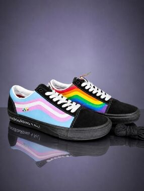 Vans Skate Old Skool Pride Multi Rainbow Black Men’s 3.5 Women’s 5 New